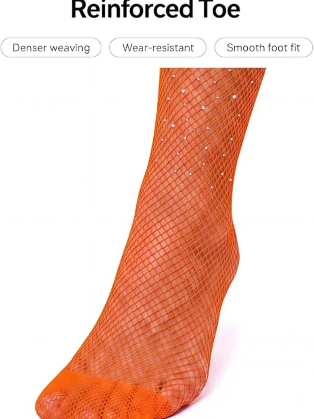 NEW Orange Fishnet Stockings x2, Classic & Rhinestoned